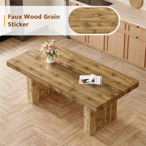 Wooden Dining Table for 6-10 People, 79-Inch Farmhouse Dining Room Table with 3.5" Thick Top and Heavy Duty Legs, Rectangular Kitchen Table for Dining Room, Easy Assembly,Brown