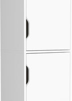 Single Kitchen Pantry Wallas, Four Shelves, Two Doors, Light Oak/White Finish