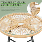 Vikiullf 3 Pieces Rocking Chairs Set - Outdoor Wicker Rattan Rocking Chairs with Thickened Cushions, Boho Patio Furniture, Patio Conversation Bistro Sets, for Balcony Garden Porch Living Room