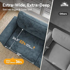SUNSHINE VALLEY Modular Sectional Sofa Set Living Room 3-Piece Deep Seats | Mid-Century Modern 6-Seater Cloud Couch Set, Cyan, Rolled Arms & Nailhead Trim, Wider & Deeper Seats, Chenille Furniture Set