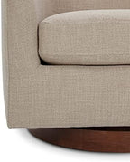 CHITA Swivel Accent Chair Set of 2, Wood Frame, Fully Assembled, Flax Beige | Fabric Barrel Arm Chair with 360° Swivel Solid Wood Base, Mid Century Modern Living Room Chair, 31"x31"x28", 350 Lb Capacity