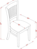 East West Furniture VAC-ESP-W Vancouver Kitchen Dining Chairs - Slat Back Wood Seat Chairs, Set of 2, Espresso