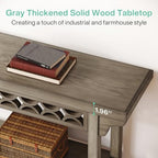 Tribesigns 70.8-Inch Solid Wood Long Console Table, Farmhouse Entryway Table with Storage, Narrow Sofa Table Grey Couch Table for Living Room Entryway Hallway (Gray)