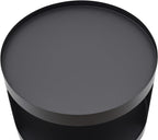 2-Layer Modern Side Table Round End Tables, Black Metal Nightstand Accent Table,Small Bed Side Table for Living Room Bedroom Indoor Outdoor Entryway Decoration