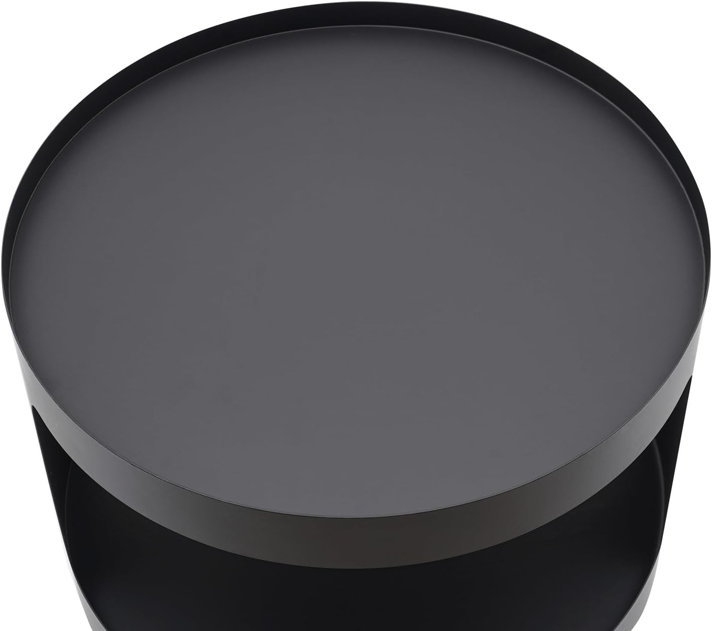 2-Layer Modern Side Table Round End Tables, Black Metal Nightstand Accent Table,Small Bed Side Table for Living Room Bedroom Indoor Outdoor Entryway Decoration