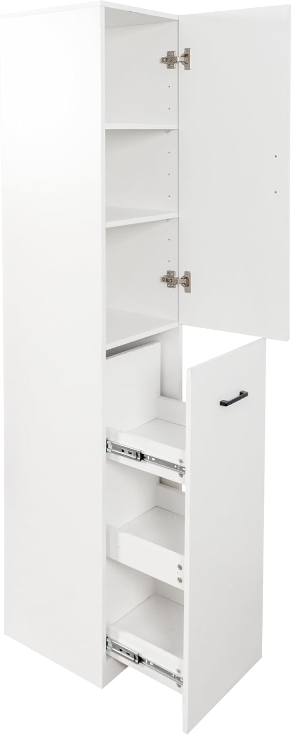 Kitchen Pantry Tall Freestanding Cabinet with 1 Door and 3-Tier Multi-Functional Pull-Out Storage Shelf for Kitchen, Dining Room, Living Room