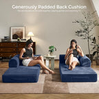 79" Convertible Futon Sofa Bed, Couch for Living Room | Blue | Folding Corduroy Sleeper Sofa, Modular Futon Couch with Fixed-Shape Frame, Pull Out Couch No Assembly