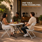 Folding Table, TV Tray with 3 Levels Adjustable Height, Heavy Duty No Assembly Foldable Small Table for Eating or Working on Couch, Picnic, Camping, Living Room, Indoor and Outdoor Use