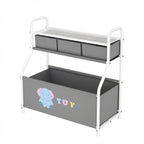 GRANNY SAYS Storage Cabinet with Shelves and Fabric Bins, 3-Tier Organizer Rack with Large Storage Box, Multi-Functional Standing Shelf for Living Room Bedroom Entryway, Gray