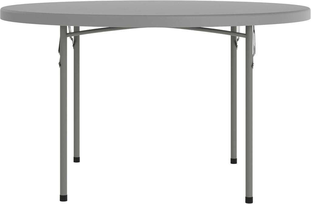 Flash Furniture 4 ft Plastic Round Folding Table, Dark Gray | Durable Construction, Commercial Use