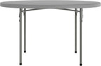 Flash Furniture 4 ft Plastic Round Folding Table, Dark Gray | Durable Construction, Commercial Use