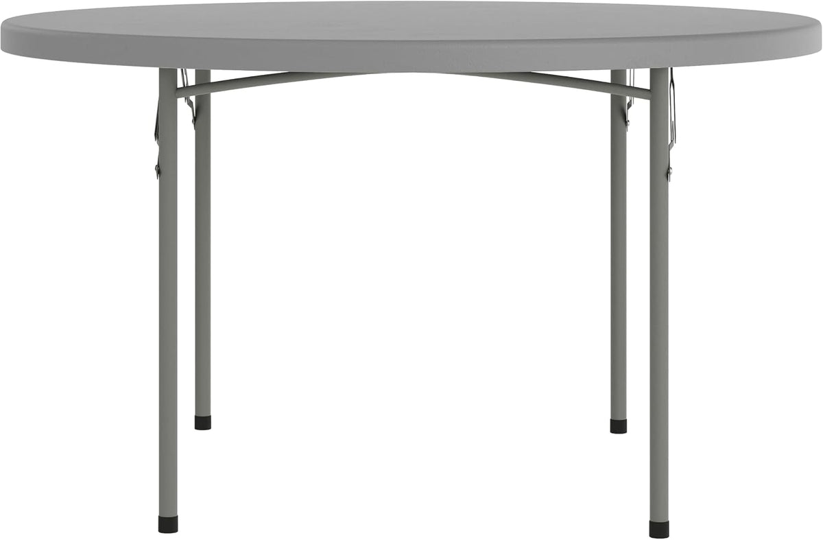 Flash Furniture 4 ft Plastic Round Folding Table, Dark Gray | Durable Construction, Commercial Use