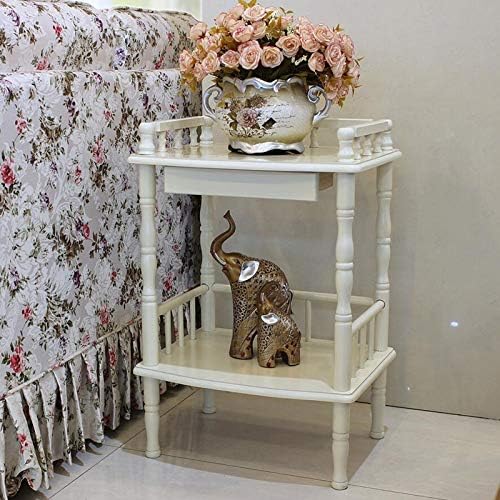 Telephone Table, European-Style Living Room Solid Wood Telephone Stand,Small Square Coffee Table,Sofa Side Table with Drawers,Side Table (Color:Stainless Steel)