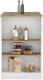 Kitchen Island with 3-Side Shelves Multicolor Engineered Wood | Includes three side shelves for storage and meal prep convenience