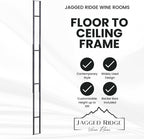 Jagged Ridge Floor-to-Ceiling Wine Rack Bundle 48 Bottles – (1) Floor-to-Ceiling Frame + (4) 12-Bottle Wall-Mounted Wine Racks – Luxurious, Modern, Space-Saving Metal Design for Home, Bar, or Kitchen