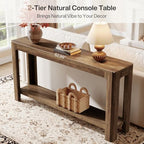 Tribesigns 63 Inch Entryway Console Table, 2-Tier Farmhouse Narrow Sofa Table Behind Couch, Accent Entrance Console Furniture for Entryway, Foyer, Hallway, Rustic Brown