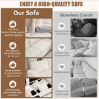 97" Modular Sectional Couch with Storage, Corduroy 3-Seater L Shaped Sofa with Ottoman Chaise, Removable Sofa Cover, Cloud Modular Sofas for Living Room, Apartment