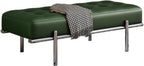 Modern Bed End Stool Shoe-Changing Bench Stainless Steel Long Leather Minimalist Bedside Entryway(Green,Small)