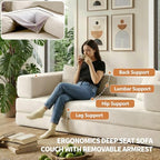 78.8" Couch for Living Room, Futon Sleeper Sofa Bed | Convertible Sofa Bed, Corduroy Pull Out Couch Loveseat with Storage Pocket, Modular Design, No Assembly, White