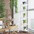 VIMBER Corner Shelf, 5-Tier Corner Bookshelf, Industrial Corner Ladder Shelf, Modern Display Shelf for Living Room, Bedroom, Kitchen, Home Office, White UJSJ001W