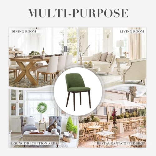 COLAMY Upholstered Dining Chairs Set of 4, Modern Kitchen Chairs with Back, Fabric Side Dining Room Chairs with Wood Legs for Farmhouce Restaurant, Green