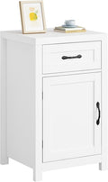CARPETNAL Night Stand Nightstand with Drawer Storage Bed Side Table End Table Large Modern Wood Wide Bedside Stand Mid Century Night Stands for Bedroom Living Room Sofa Couch Home Office (White)
