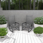 SERWALL Outdoor Rocking Chair Set of 2, HDPE Rocking Chairs for Adult, Grey | 21.1" Widened Seat adds Extra Comfort, Oversized Rocking Chair for Adults, All Weather Porch Rocker for Lawn Garden