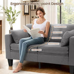 SEJOV 6-in-1 Convertible Sofa Bed, 58" Loveseat Sleeper Sofas, Gray | Pull Out Couch Bed with Removable Backrest, Storage Pockets and 2 Pillows, Modern Folding Linen Futon Couch for Small Spaces