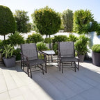 Outsunny Outdoor Glider Chair with Table 2-Seat Patio Loveseat Gray | Rocking Chair Swing Love Seat, Breathable Sling, Backyard Garden Porch
