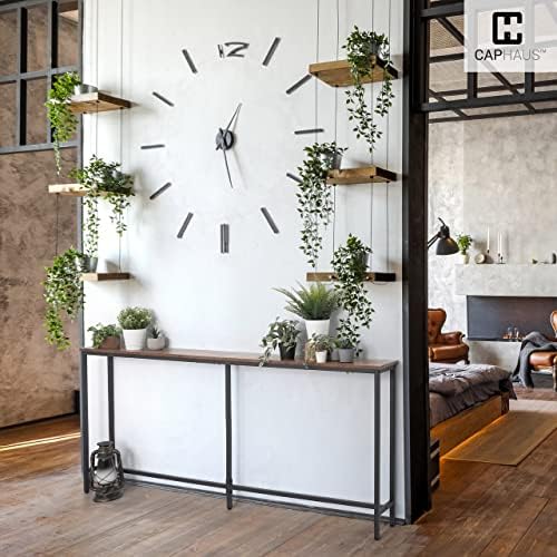 CAPHAUS 63” Narrow Long Console Table for Entryway, Classic Design Sofa Living Room, Skinny Table, Entrance Hallway, Plant Décor Rustic Oak 63-Inch