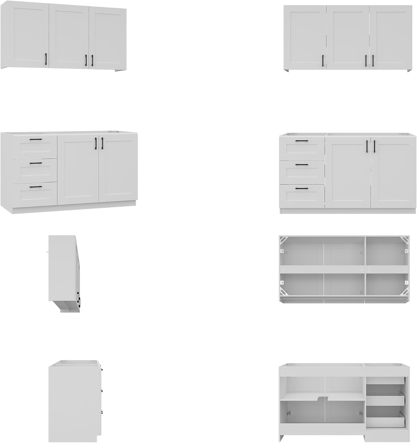 Timechee Modern Kitchen Pantry Storage Cabinet with Wall Cupboard Set, Large Pantry Cupboard Cabinet with Doors and Shelves, Drawers, Kitchen Storage Buffet Sideboard Set for Dining Room, Living Room
