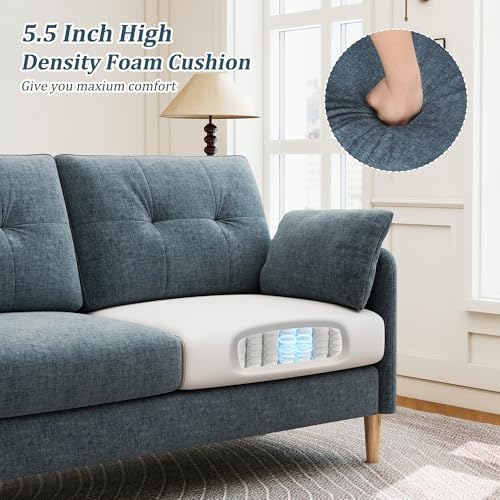 Hanherry Loveseat Sofa, 62.6" Small Couch for Living Room, Comfy Chenille Fabric Love Seat for Bedroom with Throw Pillow,Removable Cushion Cover,Couches for Small Space,Apartment,Dorm