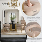 Khaki Velvet Barrel Dining Chairs Set of 2, Modern Upholstered Dining Room Chairs with Gold Metal Legs&Armrest, Boucle Dining Chair Kitchen Chair for Restaurant Banquet