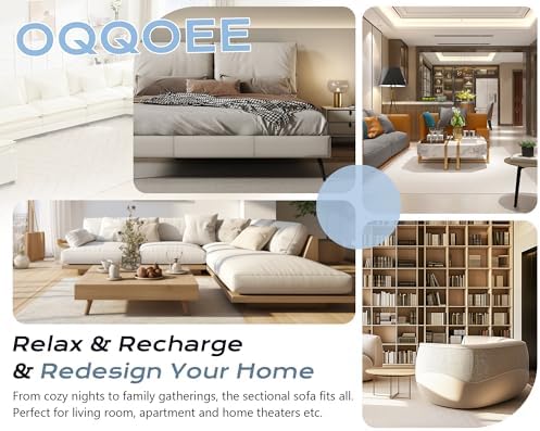 145" Oversized Modular Sectional Sofa U-Shaped Corner Cloud Couch with Ottoman, Convertible Deep Seat Chenille Couch for Living Room, Spacious Space (Cream White, 7 Seater)