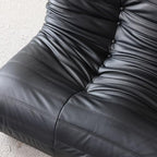 Comfy Lazy Floor Sofa Couch,Soft Armless Chair,Faux Leather Lounge Chair,Corner Relax Sofa Couch for Living Room Bedroom,Salon Office,Adults（Black+3 Seat