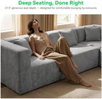 MONVANE U Shaped Sectional Couch Oversized, Chenille, Light Gray | 6-Seat Sectional Couch for Living Room, Modular Cloud Sofa with Ottoman & 6 Throw Pillows, No Assembly Required