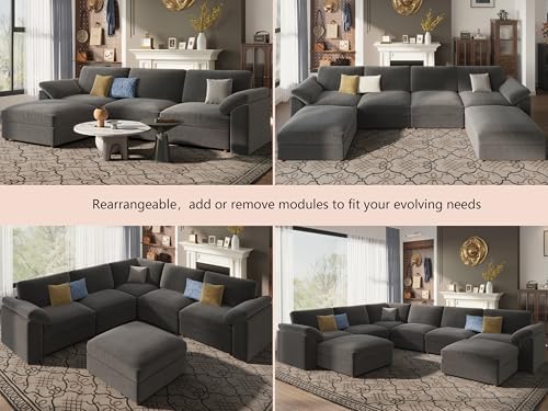 EASE MOOSE Oversized Sectional Modular Sofa,Extra Large L Shaped Couch Wide Deep Seat, Modern Comfy Modular Cloud Couch for Living Room,Removable and Washable