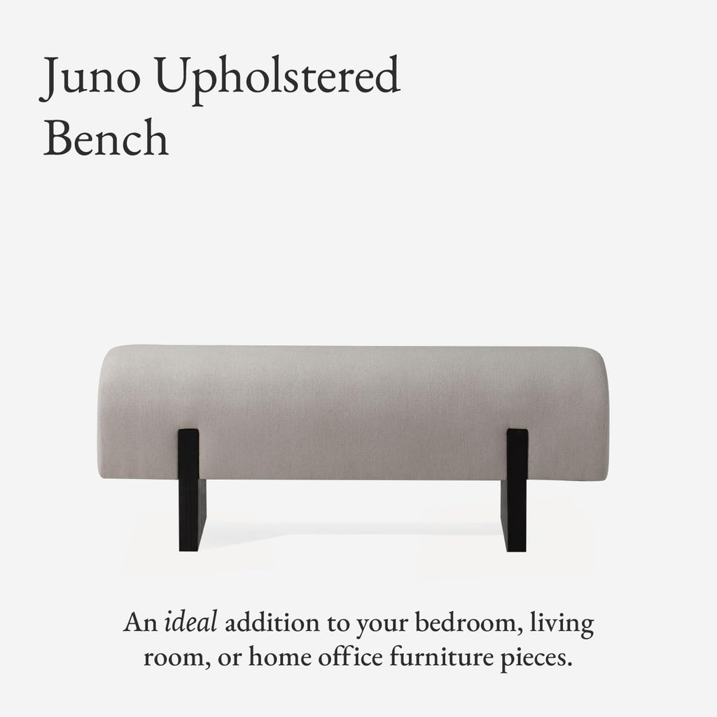 Maven Lane Juno Modern Wooden Upholstered Bench, Padded Seat for Kitchin Dining Room Table, Entryway Accent, or Window Seating in Refined Black Finish