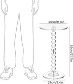 Acrylic Side Table, End Table Round Top with Solid Post for Living Room, Bedroom, Balcony, Easy Assembly,Clear,One Size