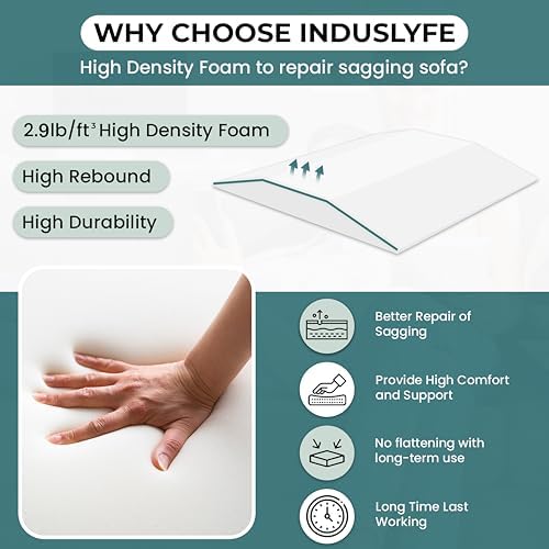 Sofa Couch Cushion Support for Sagging Sofas Cushions Repair Trapezoidal Furniture seat High Rebound, Firm Couch Support Under Cushion Sag Repair, White Set of 3