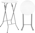 Byliable 24in Round Folding Cocktail Table, Plastic Bar Height Table, White | Portable Foldable Design with Removable Legs, Two Folding Methods, HDPE Tabletop, Indoor Outdoor for Parties, Patio, Events