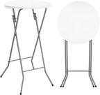 Byliable 24in Round Folding Cocktail Table, Plastic Bar Height Table, White | Portable Foldable Design with Removable Legs, Two Folding Methods, HDPE Tabletop, Indoor Outdoor for Parties, Patio, Events