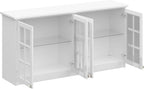 Timechee Large Cupboard, Modern Kitchen Food Pantry Storage Cabinet, White Hanging Bathroom Wall Mounted Cabinet Storage with Glass Shelf and Doors for Laundry Room(63.4"x 16.5"x 31.5")