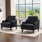 VINGLI Linen Fabric Accent Chairs Set of 2, Grey Modern Upholstered Armchair, Comfy Sofa Chair Living Room Bedroom Furniture for Apartment
