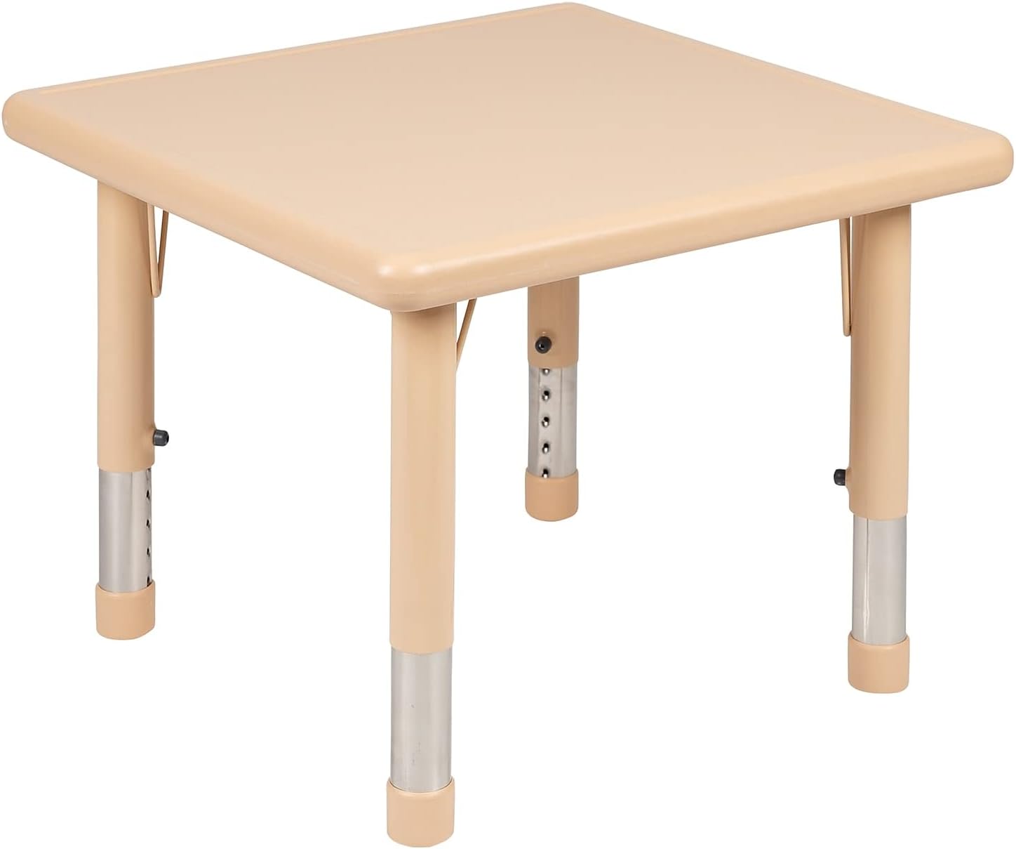 Flash Furniture 24" Square Natural Plastic Height Adjustable Activity Table Set with 2 Chairs