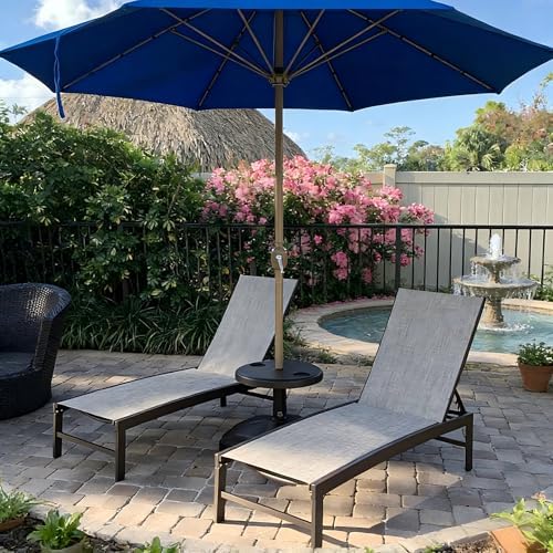 Crestlive Products Lounge Chair Outdoor Set of 2, Metal Pool Chaise Lounge Chairs, Adjustable Five-Position Tanning Recliner, All Weather for Patio, Beach, Yard, Pool (Beige)