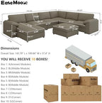 EASE MOOSE Sectional Couches for Living Room, Modular Sofa, Light Grey | Pet-Friendly Faux Leather, Large Deep Seat,Easy to Clean, Solid Wood Frame, Easy Assembly, Scratch Resistant