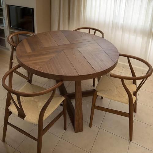 Y Wishbone Chair, Solid Ash Wood Dining Chair (Walnut) | Handwoven Paper Cord Seat, 300 LBS Capacity, Non-Slip Felt Pads, Curved Armrests, Ergonomic Y Back, Fully Assembled