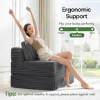 Convertible 4-in-1 Folding Sofa Bed Sleeper Chair Couch Foldable Chaise Lounger & Mattress Pocket Coils+Foam Fill Medium Support, No Assembly for Living Room/Bedroom, Twin
