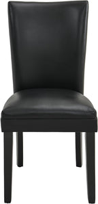 Set of 2 Black Dining Chairs, Modern Upholstered Parsons Chairs with Wooden Legs and Leather Finish, Ideal for Kitchen, Dining Room & Café